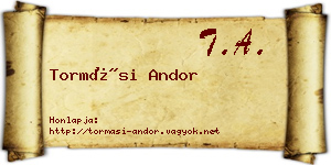Tormási Andor névjegykártya