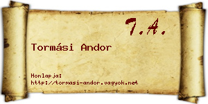 Tormási Andor névjegykártya